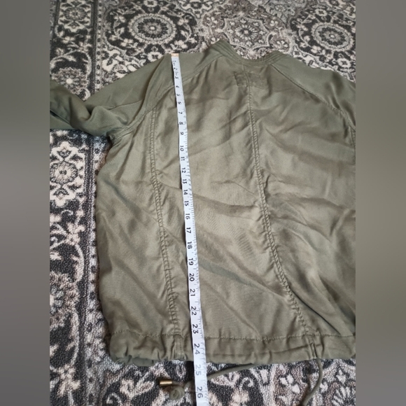Gap Tencel Lyocell Olive Green Bomber Jacket Womens XL Snap Cinced Grunge - Picture 15 of 15